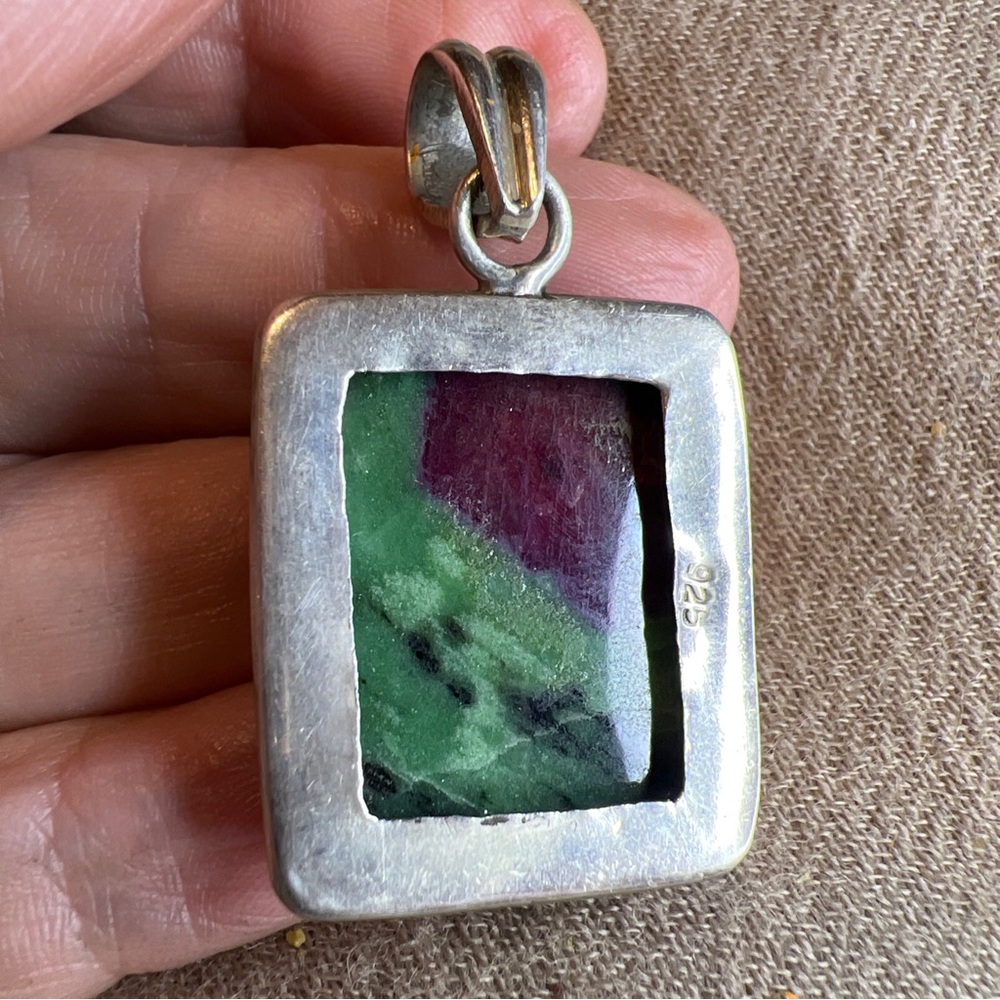 Vintage, Rectangular, Genuine, Ruby In Zoisite St… - image 2